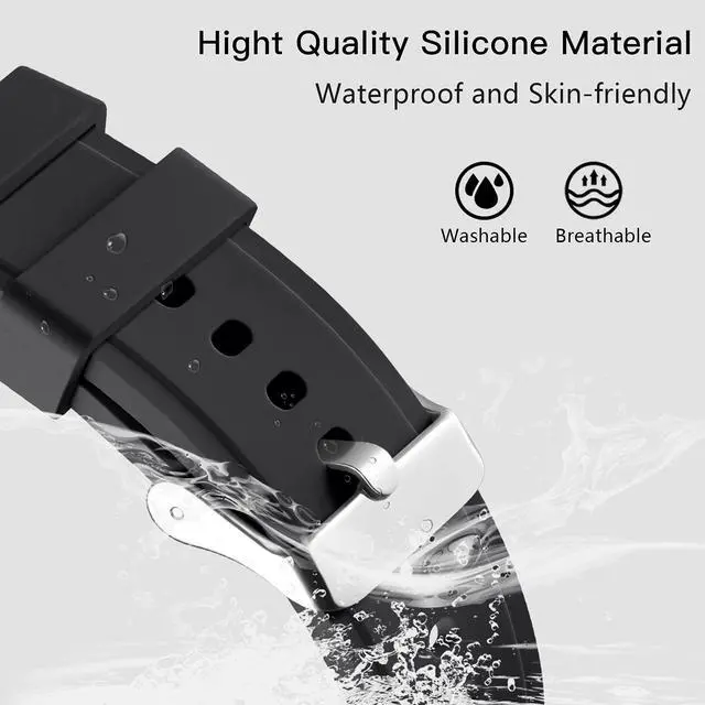 Alt view image 3 of 7 - No Gap Band Compatible with Samsung Galaxy Watch 7 6 5 Band 40mm 44mm/Galaxy Watch 4 Classic Bands 46mm 42mm/Watch 5 Pro 45mm,20mm Sport Strap Wristband for Men Women Black