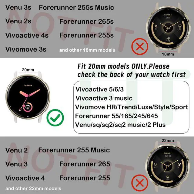 Alt view image 2 of 7 - 5 Pack Stretchy Nylon Bands Compatible with Garmin Vivoactive 5/Vivoactive 6/Forerunner 165/55 Watch,20mm Soft Elastic Adjustable Replacement Sport Straps for Garmin Venu Sq 2 Women Men