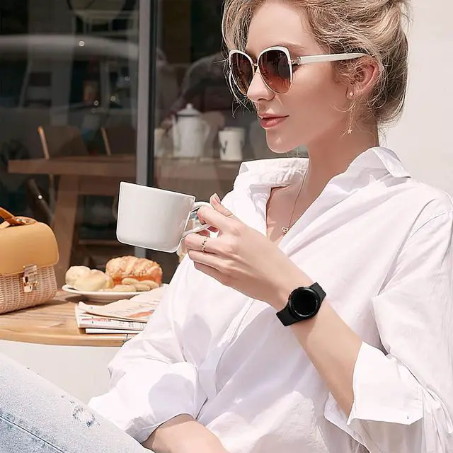 Alt view image 6 of 7 - No Gap Band Compatible with Samsung Galaxy Watch 7 6 5 Band 40mm 44mm/Galaxy Watch 4 Classic Bands 46mm 42mm/Watch 5 Pro 45mm,20mm Sport Strap Wristband for Men Women Black