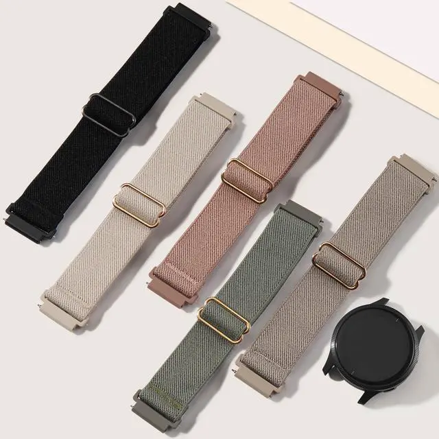 Alt view image 3 of 7 - 5 Pack Stretchy Nylon Bands Compatible with Garmin Vivoactive 5/Vivoactive 6/Forerunner 165/55 Watch,20mm Soft Elastic Adjustable Replacement Sport Straps for Garmin Venu Sq 2 Women Men