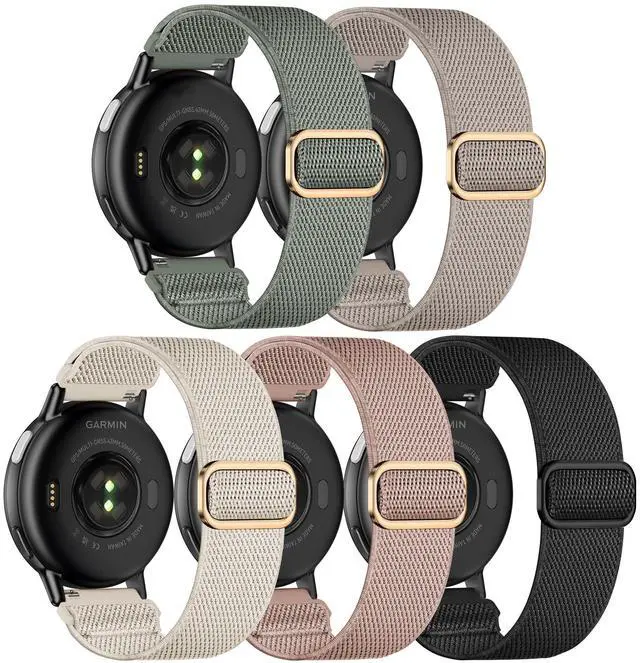 Main image of 5 Pack Stretchy Nylon Bands Compatible with Garmin Vivoactive 5/Vivoactive 6/Forerunner 165/55 Watch,20mm Soft Elastic Adjustable Replacement Sport Straps for Garmin Venu Sq 2 Women Men
