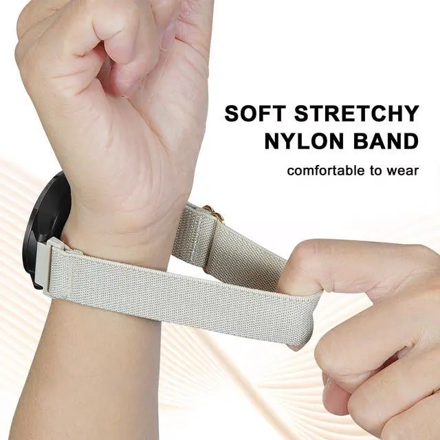 Alt view image 4 of 7 - 5 Pack Stretchy Nylon Bands Compatible with Garmin Vivoactive 5/Vivoactive 6/Forerunner 165/55 Watch,20mm Soft Elastic Adjustable Replacement Sport Straps for Garmin Venu Sq 2 Women Men