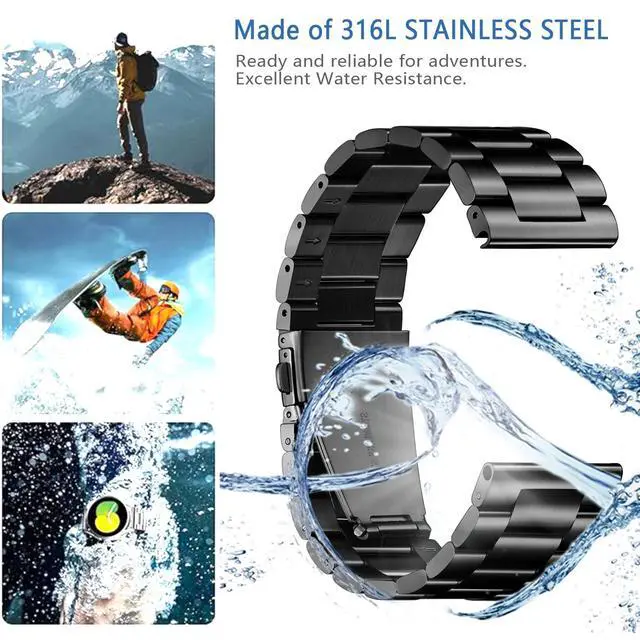 Alt view image 4 of 6 - Quick Release Metal Chain Watch Bands,22MM Solid Stainless Steel Business Bracelet Strap for Samsung Gear S3/Galaxy Watch 46mm(2019)/Galaxy Watch 3 45mm (Black, 22)