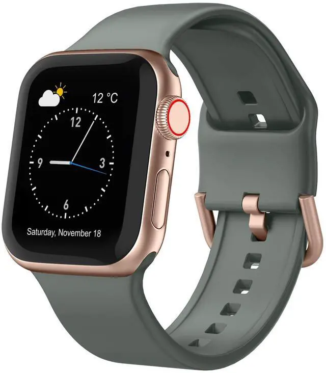 Main image of Sport Band Compatible with Apple Watch Bands 49mm 46mm 45mm 44mm 42mm 41mm 40mm 38mm, Soft Silicone Replacement Strap with Classic Clasp for iWatch Series 11 10 9 8 7 6 5 4 3 2 1 SE Ultra Women Men