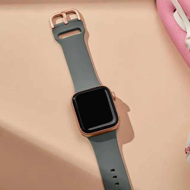 Alt view image 2 of 7 - Sport Band Compatible with Apple Watch Bands 49mm 46mm 45mm 44mm 42mm 41mm 40mm 38mm, Soft Silicone Replacement Strap with Classic Clasp for iWatch Series 11 10 9 8 7 6 5 4 3 2 1 SE Ultra Women Men