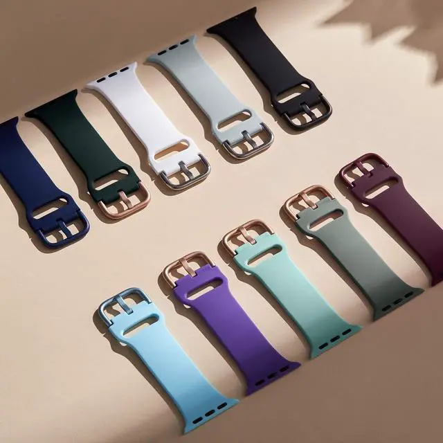 Alt view image 3 of 7 - Sport Band Compatible with Apple Watch Bands 49mm 46mm 45mm 44mm 42mm 41mm 40mm 38mm, Soft Silicone Replacement Strap with Classic Clasp for iWatch Series 11 10 9 8 7 6 5 4 3 2 1 SE Ultra Women Men