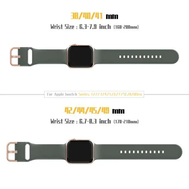 Alt view image 7 of 7 - Sport Band Compatible with Apple Watch Bands 49mm 46mm 45mm 44mm 42mm 41mm 40mm 38mm, Soft Silicone Replacement Strap with Classic Clasp for iWatch Series 11 10 9 8 7 6 5 4 3 2 1 SE Ultra Women Men