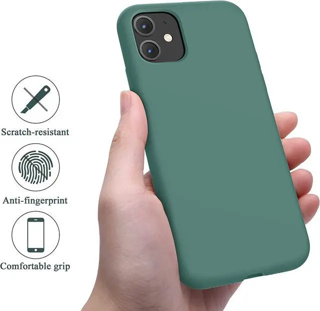 Alt view image 4 of 7 - for iPhone 11 Case, Phone Case 11,Slim Shockproof, Anti-Fingerprint, Anti-Scratch Microfiber Lining, Protective Cover Compatible with iPhone 11 6.1 inch - Pine Green