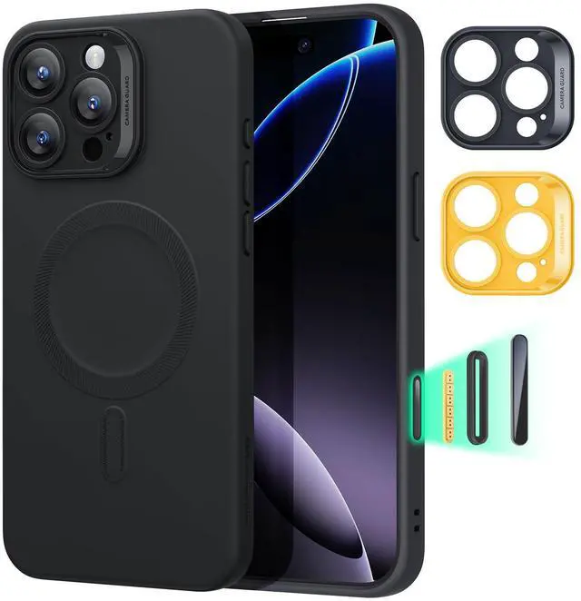 Main image of for iPhone16 Case with MagSafe, Supports Magnetic Charging, Smooth & Slim Silicone Case, Shockproof, Full Screen and Camera Protection, Soft Microfiber Lining,Black