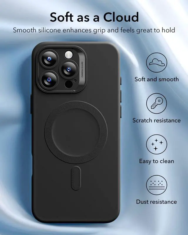Alt view image 4 of 7 - for iPhone16 Case with MagSafe, Supports Magnetic Charging, Smooth & Slim Silicone Case, Shockproof, Full Screen and Camera Protection, Soft Microfiber Lining,Black