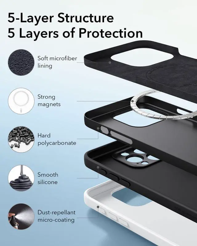 Alt view image 7 of 7 - for iPhone16 Case with MagSafe, Supports Magnetic Charging, Smooth & Slim Silicone Case, Shockproof, Full Screen and Camera Protection, Soft Microfiber Lining,Black