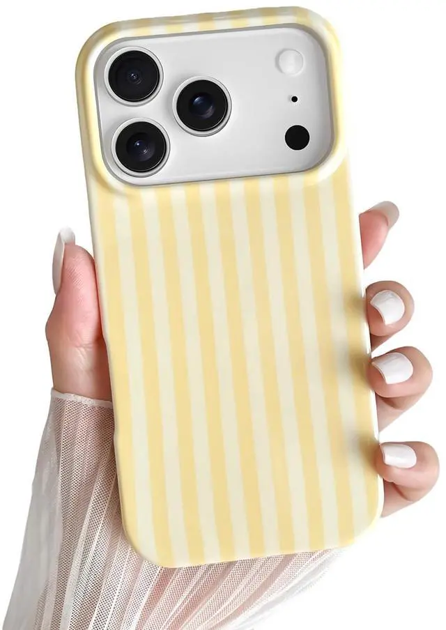 Main image of for iPhone 17 Pro Case Cute Striped Phone Case Soft TPU Slim Shockproof Phone Cover for Women Girls, Yellow