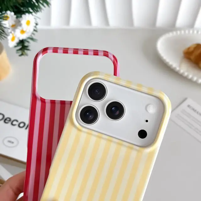 Alt view image 3 of 7 - for iPhone 17 Pro Case Cute Striped Phone Case Soft TPU Slim Shockproof Phone Cover for Women Girls, Yellow