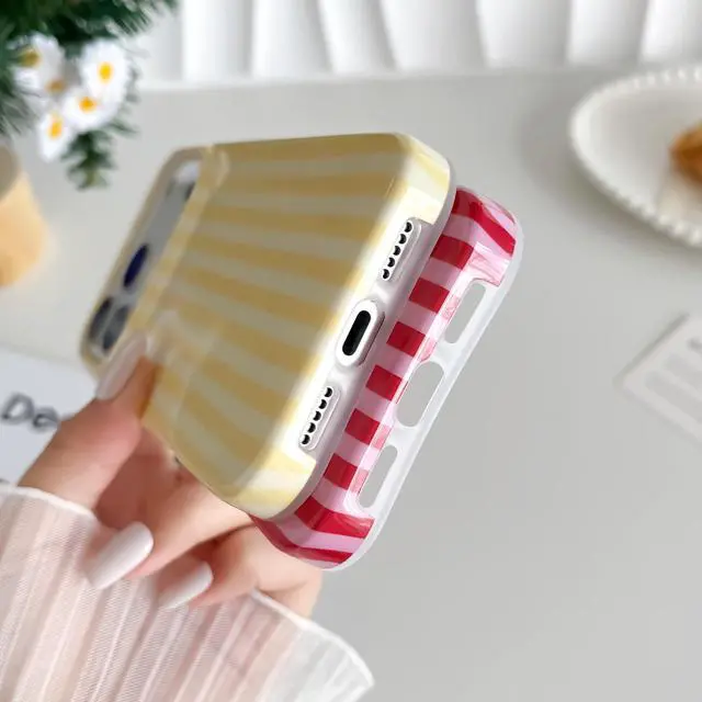 Alt view image 5 of 7 - for iPhone 17 Pro Case Cute Striped Phone Case Soft TPU Slim Shockproof Phone Cover for Women Girls, Yellow
