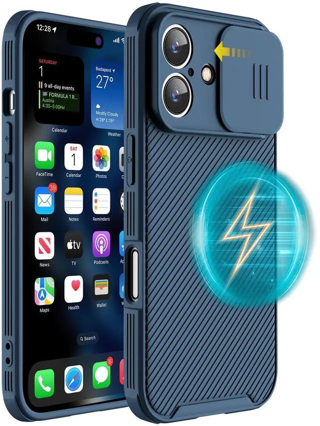 Main image of iPhone 16 Case, MagSafe Compatible with Camera Protection, Ultra-Thin & Compact, Blue