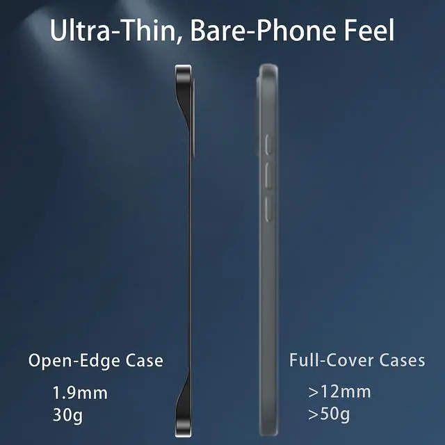 Alt view image 3 of 7 - Slim Case for iPhone 16 Pro, 1.9mm Minimalist Phone Case Compatible with MagSafe (38 Magnets), Thin Light Translucent Anti-Scratch, Anti-Yellow (Basalt Black, iPhone 16 Pro)