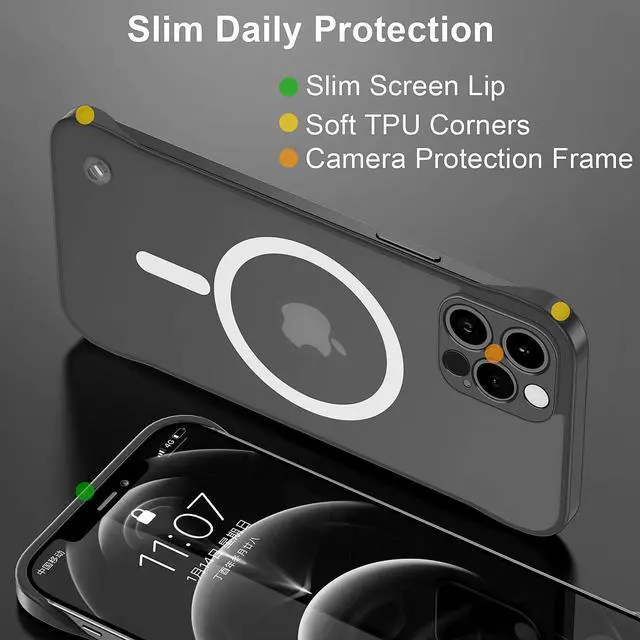 Alt view image 7 of 7 - Slim Case for iPhone 16 Pro, 1.9mm Minimalist Phone Case Compatible with MagSafe (38 Magnets), Thin Light Translucent Anti-Scratch, Anti-Yellow (Basalt Black, iPhone 16 Pro)