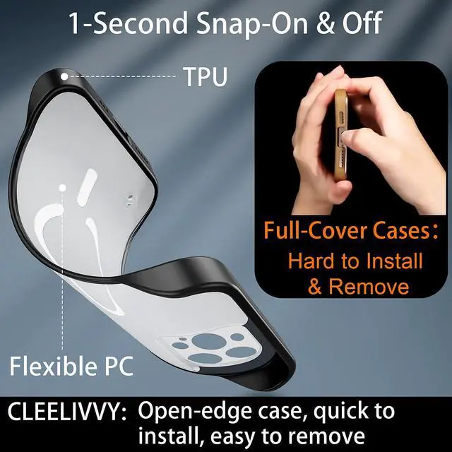 Alt view image 6 of 7 - Slim Case for iPhone 16 Pro, 1.9mm Minimalist Phone Case Compatible with MagSafe (38 Magnets), Thin Light Translucent Anti-Scratch, Anti-Yellow (Basalt Black, iPhone 16 Pro)