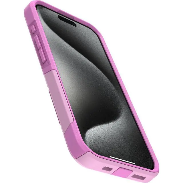 Alt view image 3 of 5 - iPhone 15 Pro (Only) Commuter Series Case - Run Wildflower (Pink), Slim & Tough, Pocket-Friendly, with Port Protection