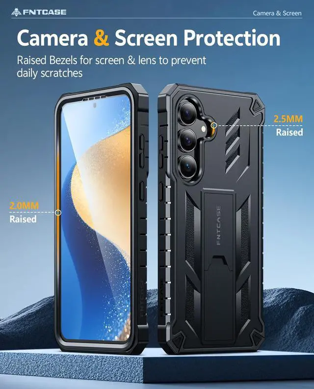 Alt view image 7 of 7 - for Samsung Galaxy S25-FE Case: Military Grade Rugged Cell Phone Cover with Kickstand & Belt-Clip Holster | Shockproof Protection Bumper Matte Textured for Galaxy S25 FE Cases 6.7inch - Black