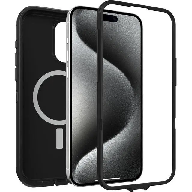 Alt view image 4 of 6 - iPhone 15 Pro Max Defender Series XT Case - Black, Screenless, Rugged, Snaps to MagSafe, Lanyard Attachment, Tough & Durable iPhone Case, Pressure-Fitted Dual-Layer iPhone Case