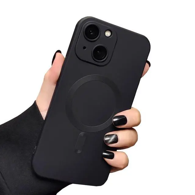 Main image of Magnetic Case for iPhone 13 Phone Case Accossories with Full Camera Len Protector Durable Silicone Slim Shockproof Cute Cellphone Cover for iPhone 13-6.1'' Black