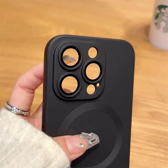 Alt view image 6 of 7 - Magnetic Case for iPhone 13 Phone Case Accossories with Full Camera Len Protector Durable Silicone Slim Shockproof Cute Cellphone Cover for iPhone 13-6.1'' Black