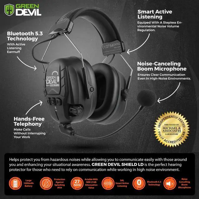 Alt view image 2 of 5 - Electronic Bluetooth Hearing Ear Protection Headphones With Boom Microphones 27dB Noise Cancelling Earmuffs