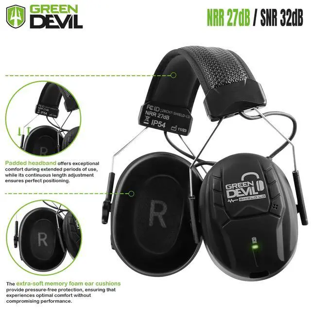 Alt view image 4 of 5 - Electronic Bluetooth Hearing Ear Protection Headphones With Boom Microphones 27dB Noise Cancelling Earmuffs