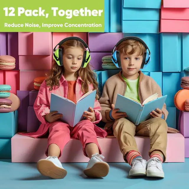 Alt view image 2 of 7 - 12 Pack Noise Canceling Headphones for Kids, Kids Ear Protection Earmuffs for Autism, Toddler, Children, Noise Cancelling Headphones Sound Proof Earmuffs for Concerts, Air Shows, Fireworks