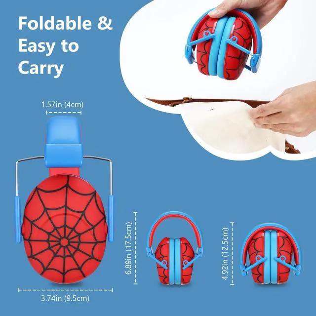 Alt view image 4 of 7 - Kids Noise Cancelling Headphones, Kids Ear Protection Monster Jam Truck, Fireworks Hearing Protection Noise Reduction, Noise Canceling Earmuffs for Sensory Autism Toddler Children -Red