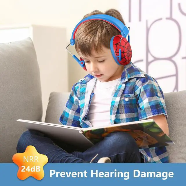 Alt view image 3 of 7 - Kids Noise Cancelling Headphones, Kids Ear Protection Monster Jam Truck, Fireworks Hearing Protection Noise Reduction, Noise Canceling Earmuffs for Sensory Autism Toddler Children -Red
