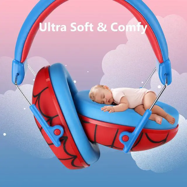 Alt view image 6 of 7 - Kids Noise Cancelling Headphones, Kids Ear Protection Monster Jam Truck, Fireworks Hearing Protection Noise Reduction, Noise Canceling Earmuffs for Sensory Autism Toddler Children -Red