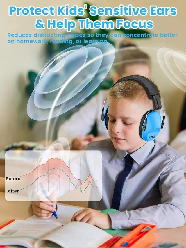 Alt view image 6 of 7 - Noise Cancelling Headphones For Kids 2PACK, 27.4SNR Kids Ear Protection Ear Muffs for Toddler Hearing Protection, Noise Reduction Earmuffs for Monster Jam, Autism Sensory, Focus, Fireworks