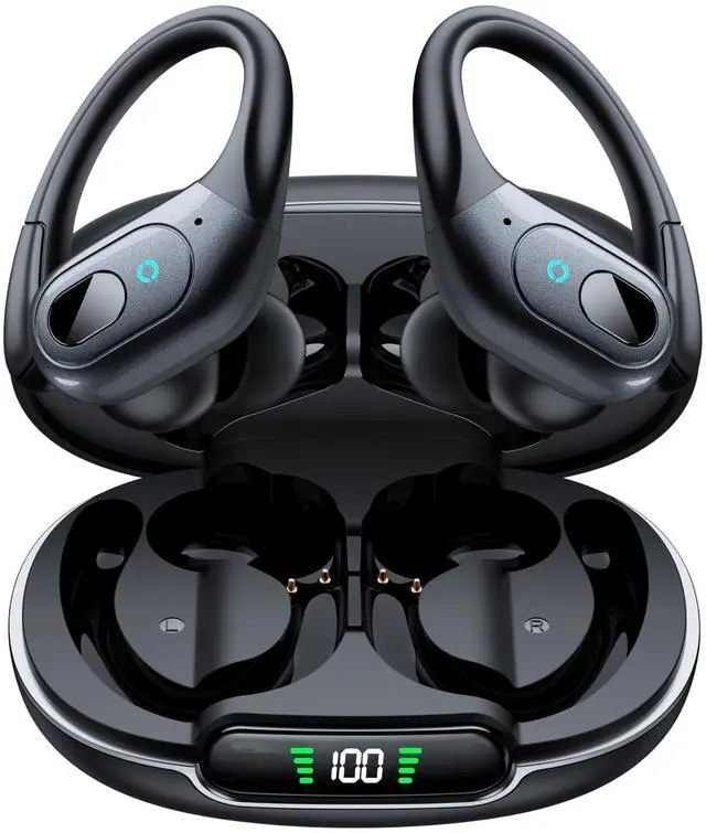 Main image of Active Noise Cancelling Earbuds Wireless Bluetooth Headphones Ear Buds 90Hrs Playback Stereo Bass Earphones with Mic Over-Ear Hooks IPX7 Waterproof Headset for Work Sports Running Matte Black
