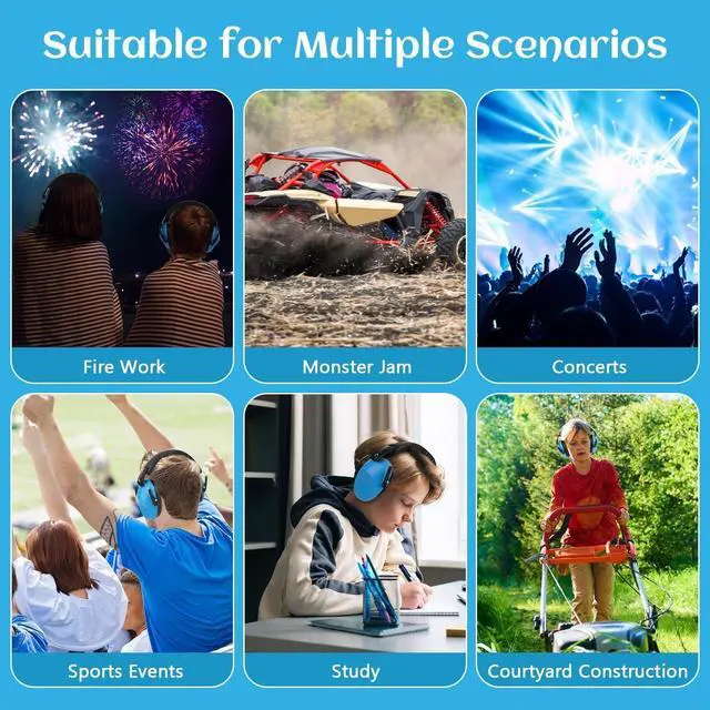 Alt view image 7 of 7 - 6 Pack Noise Canceling Headphones for Kids, Kids Ear Protection Earmuffs for Autism, Toddler, Children, Noise Cancelling Sound Proof Earmuffs/Headphones for Concerts, Air Shows, Fireworks