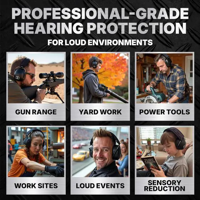 Alt view image 7 of 7 - DEFENSE Professional Safety Ear Muffs 37dB NRR - The HIGHEST Rated & MOST COMFORTABLE Ear Protection for Shooting & Industrial Use - THE BEST HEARING PROTECTION...GUARANTEED (BLACK)
