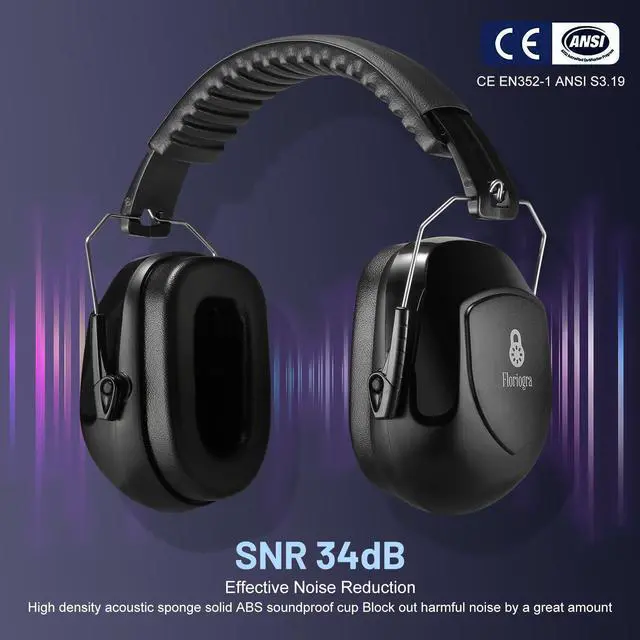 Alt view image 2 of 6 - 2 Pack 34dB Noise Canceling Headphones For Shooting, Hearing Protection Earmuffs, Ear Protection Headphones, Thickened Headband Ear Muff For Noise Reduction for Shooting, Construction,Mowing