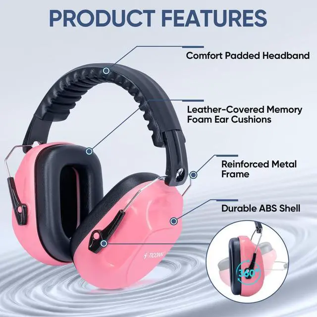 Alt view image 4 of 7 - Noise Cancelling Ear Muffs for Adults, SNR 33dB Hearing Protection, Adjustable Safety Earmuffs for hunting, Construction (Soft Pink)