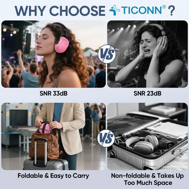 Alt view image 5 of 7 - Noise Cancelling Ear Muffs for Adults, SNR 33dB Hearing Protection, Adjustable Safety Earmuffs for hunting, Construction (Soft Pink)