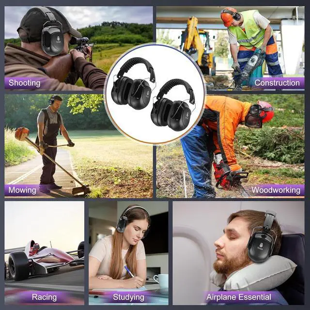 Alt view image 7 of 7 - 3 Pack Noise Reduction Ear Protection, Hearing Protection Ear muffs SNR 34dB Noise Cancelling Headphones for Adults Kids Autism, Sound Proof Earmuffs for Mowing/Construction/Work