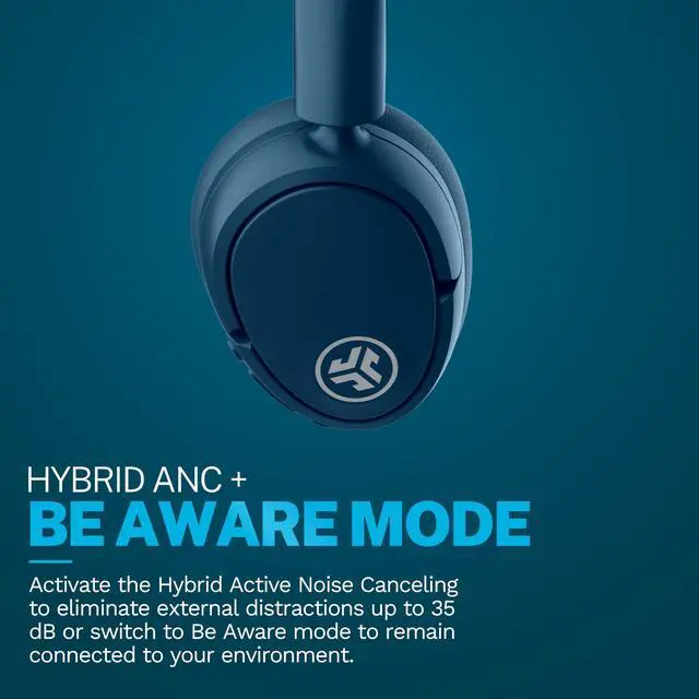 Alt view image 3 of 7 - JBuds Lux ANC, Over Ear Headphones, Active Noise Cancelling, Bluetooth, Limited Edition Navy