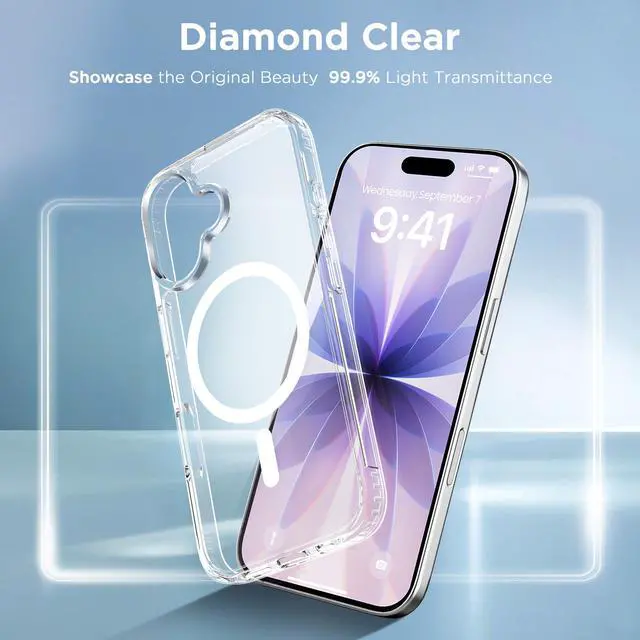 Alt view image 5 of 7 - Magnetic Case for iPhone 17 6.3 inch-Compatible with MagSafe & Magnetic Car Phone Mount,Not Yellowing Anti-Scratch (Clear)