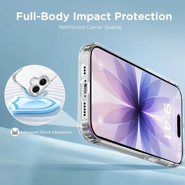Alt view image 7 of 7 - Magnetic Case for iPhone 17 6.3 inch-Compatible with MagSafe & Magnetic Car Phone Mount,Not Yellowing Anti-Scratch (Clear)