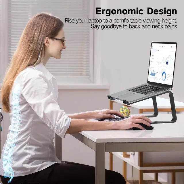 Alt view image 2 of 7 - Laptop Stand for Desk, Aluminum Laptop Riser Holder, Removable Metal Notebook Stand Ventilated Cooling Computer Riser Compatible with 10-15.6 Laptops