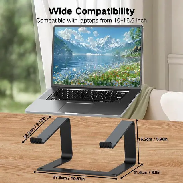 Alt view image 3 of 7 - Laptop Stand for Desk, Aluminum Laptop Riser Holder, Removable Metal Notebook Stand Ventilated Cooling Computer Riser Compatible with 10-15.6 Laptops