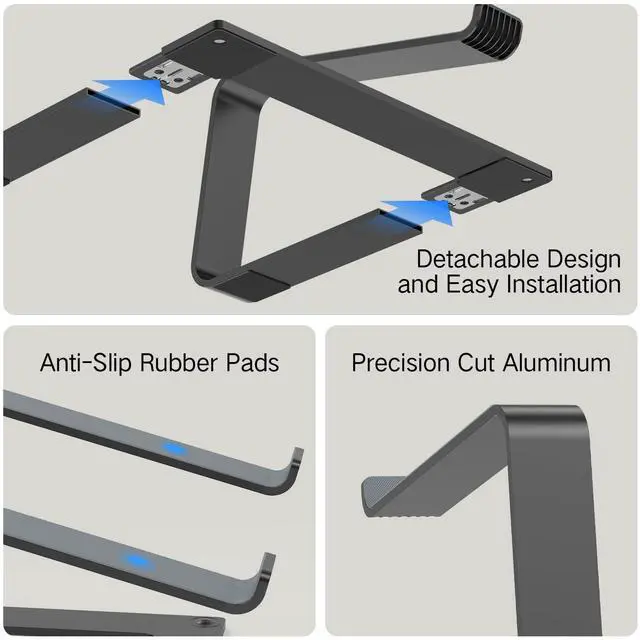 Alt view image 4 of 7 - Laptop Stand for Desk, Aluminum Laptop Riser Holder, Removable Metal Notebook Stand Ventilated Cooling Computer Riser Compatible with 10-15.6 Laptops