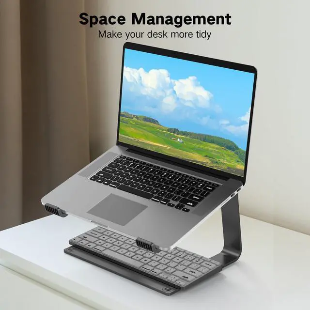Alt view image 5 of 7 - Laptop Stand for Desk, Aluminum Laptop Riser Holder, Removable Metal Notebook Stand Ventilated Cooling Computer Riser Compatible with 10-15.6 Laptops