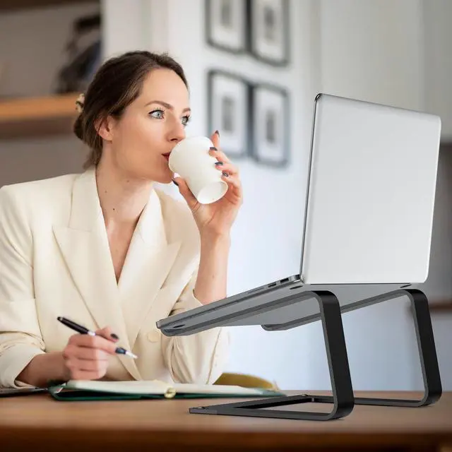 Alt view image 7 of 7 - Laptop Stand for Desk, Aluminum Laptop Riser Holder, Removable Metal Notebook Stand Ventilated Cooling Computer Riser Compatible with 10-15.6 Laptops
