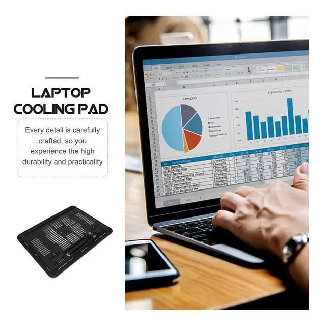 Alt view image 5 of 7 - Silent Laptop Cooling Pad with USB Powered Fan Non-Slip Adjustable Laptop Stand for Gaming and Office Use 12.99X9.84X0.94 Inch Cooling Accessory